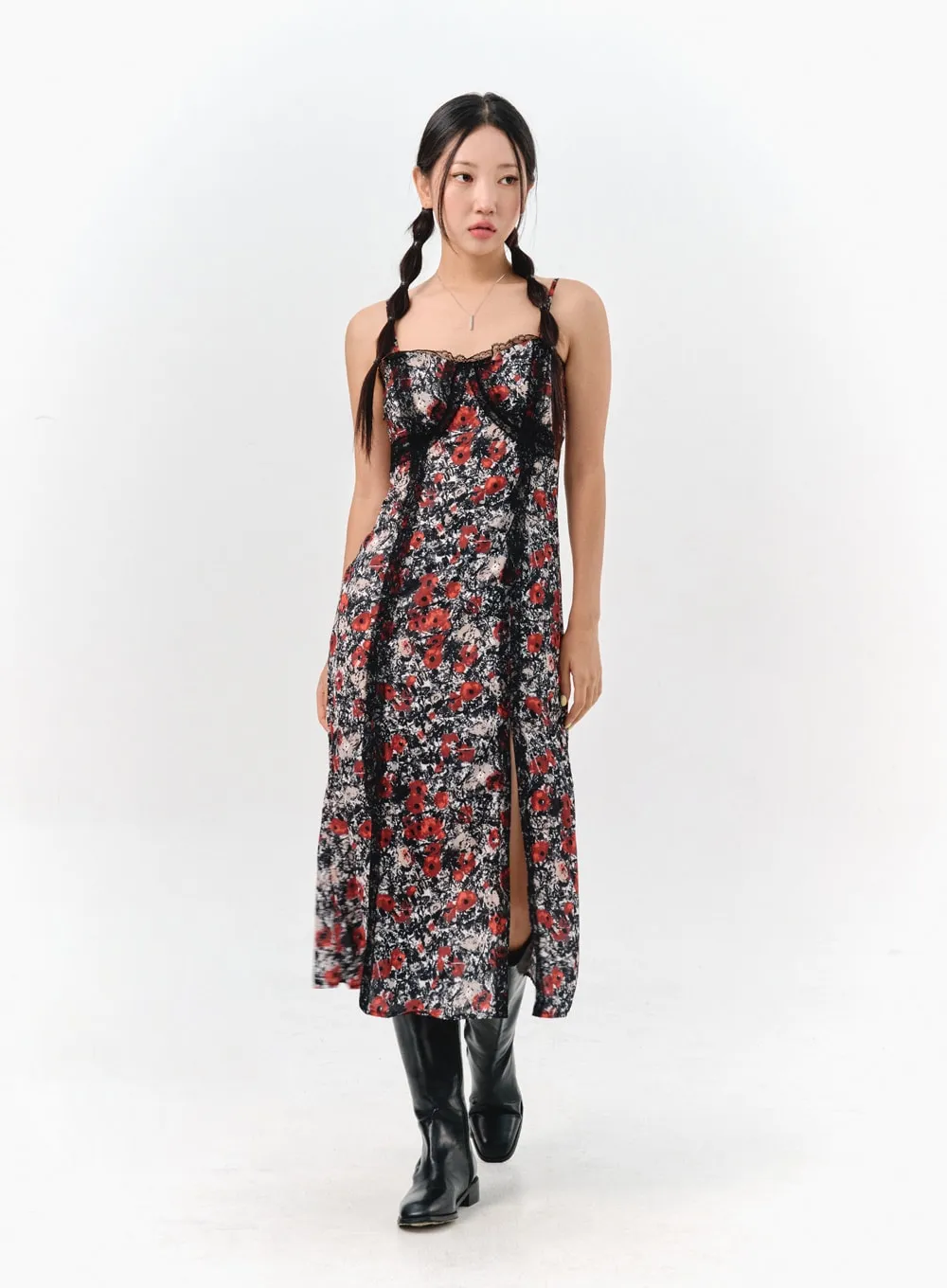 Sleeveless Floral Maxi Dress IS304