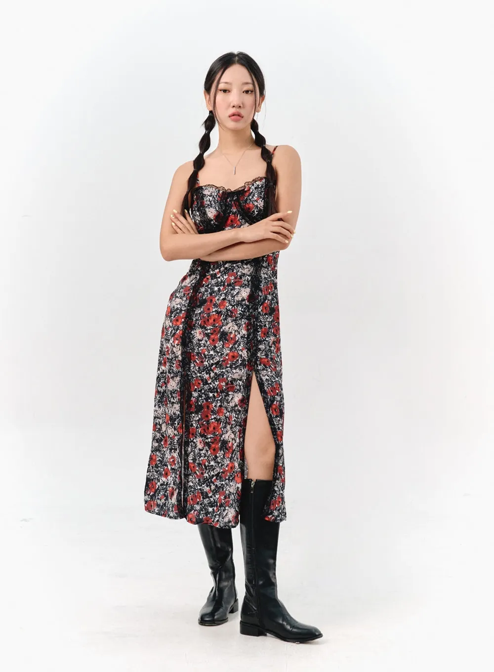 Sleeveless Floral Maxi Dress IS304