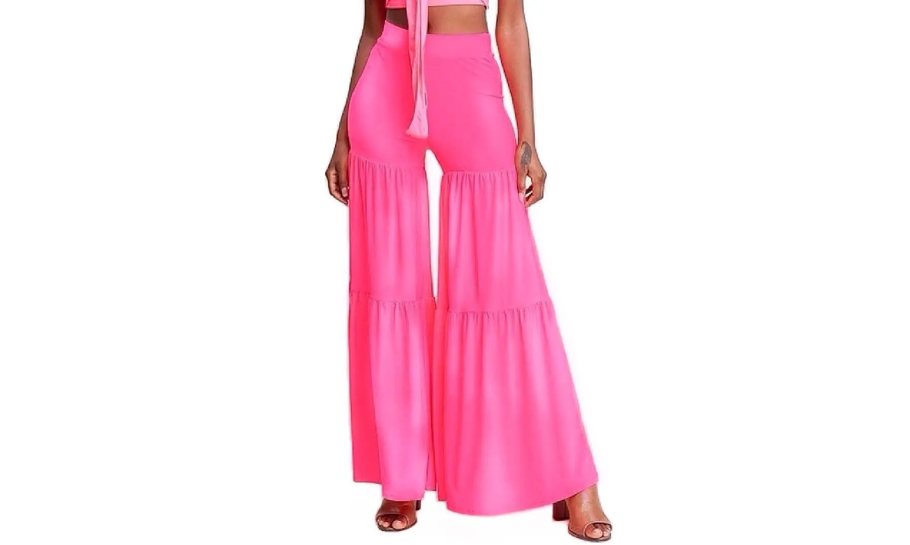 Slimming & Tiered Wide Leg Palazzo Pants