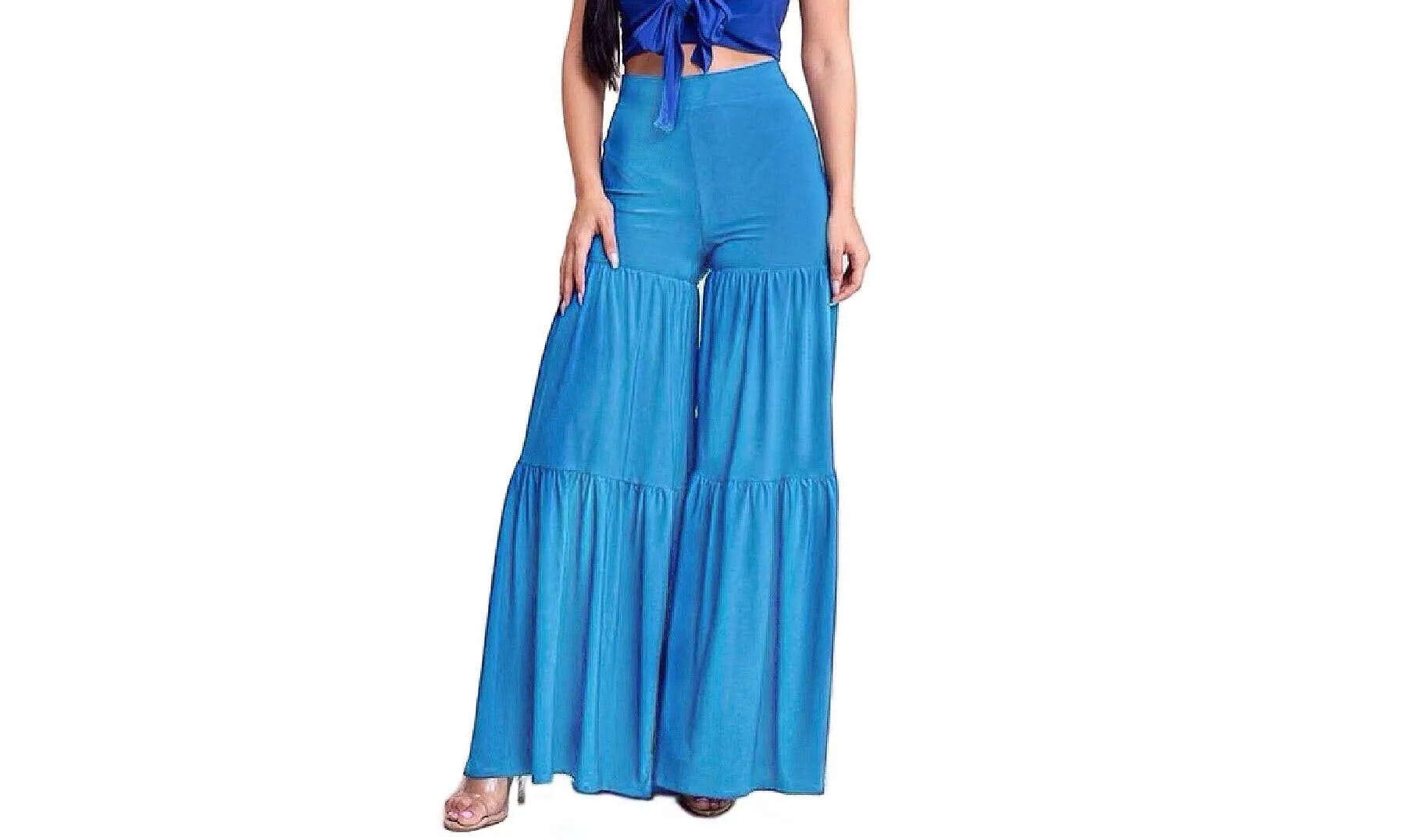 Slimming & Tiered Wide Leg Palazzo Pants