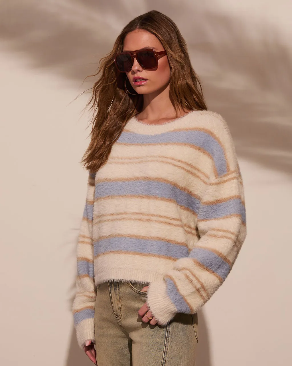 Snuggle Weather Striped Fuzzy Sweater