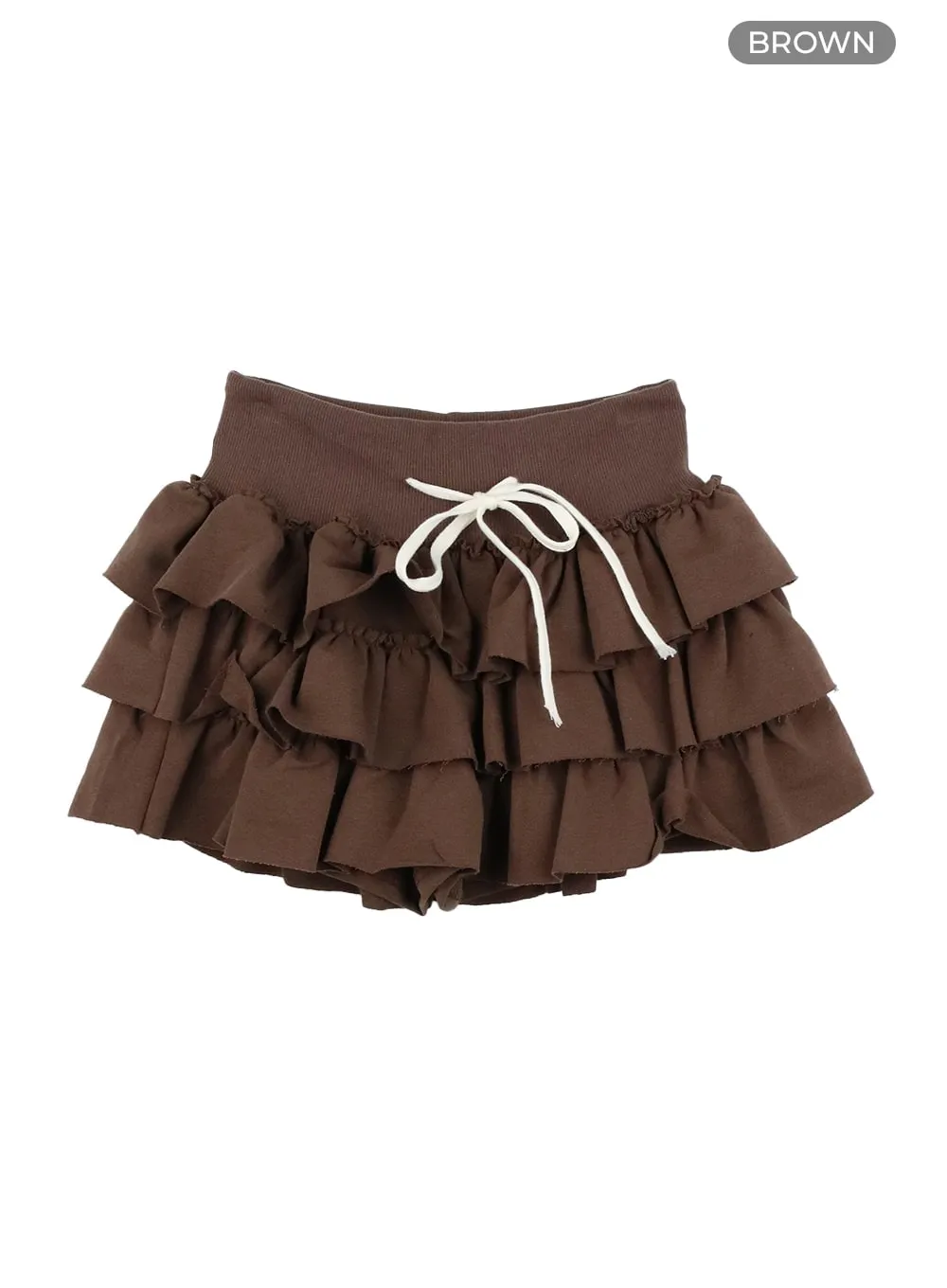 String Waist Ruffle Mini Skirt IA417