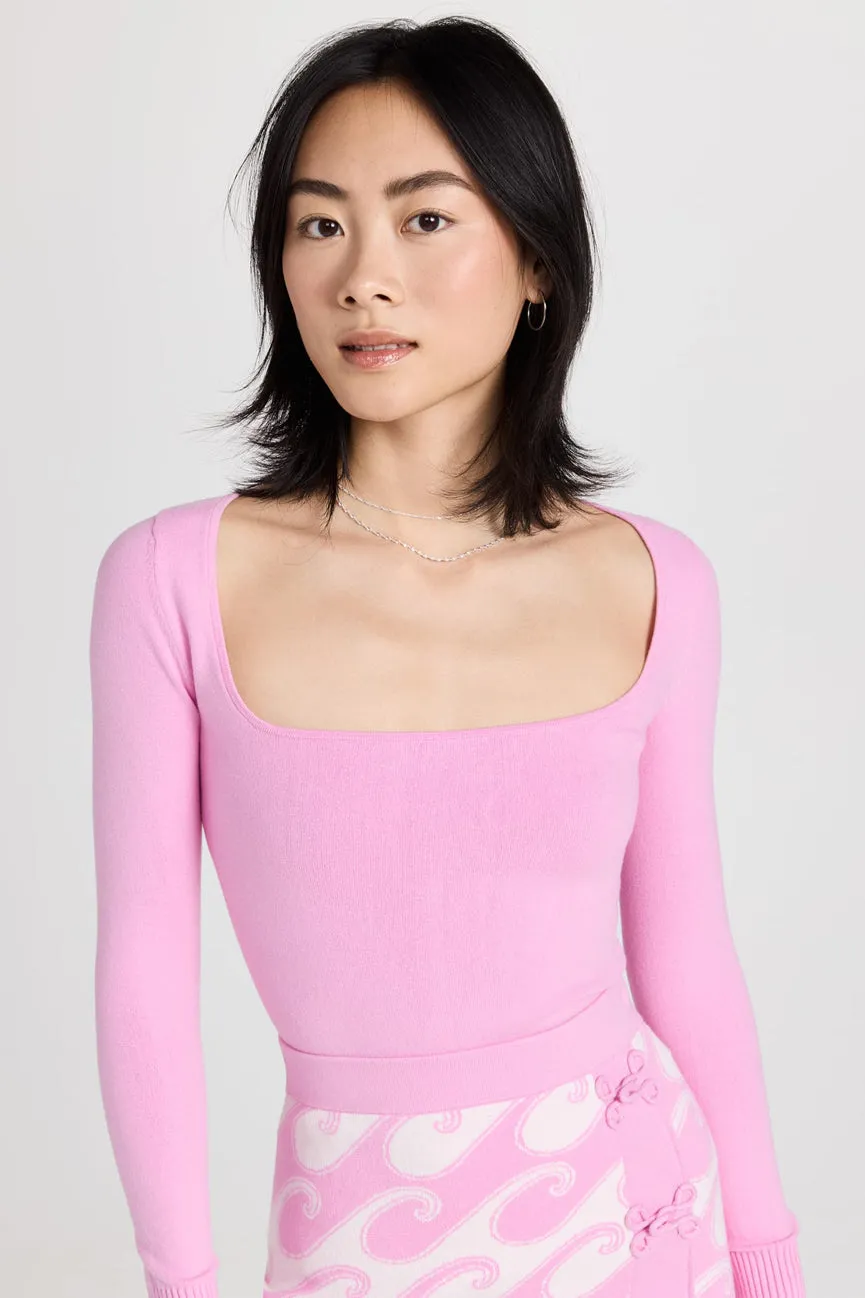 Sweet Pink Peachskin Square Scoop Neck