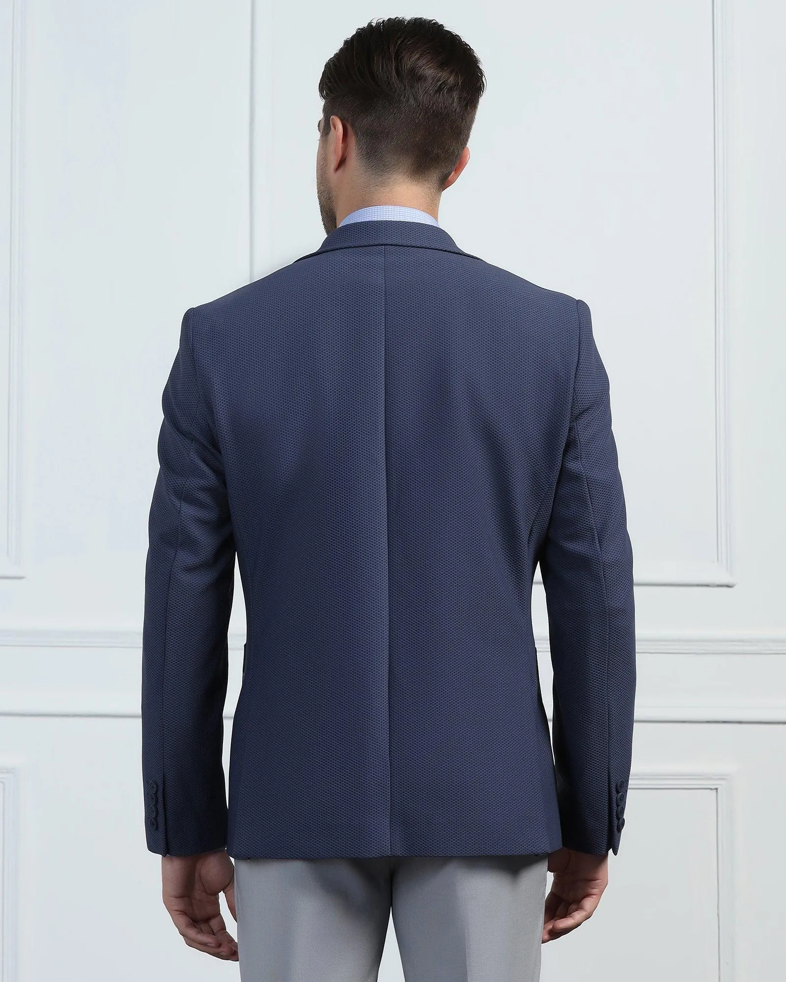 TechPro Formal Blue Textured Blazer - Renault