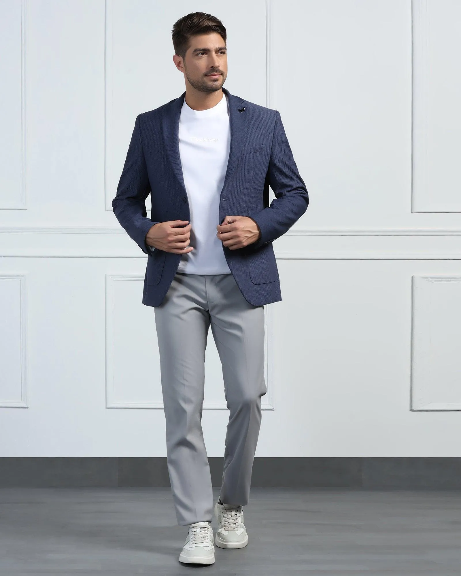 TechPro Formal Blue Textured Blazer - Renault