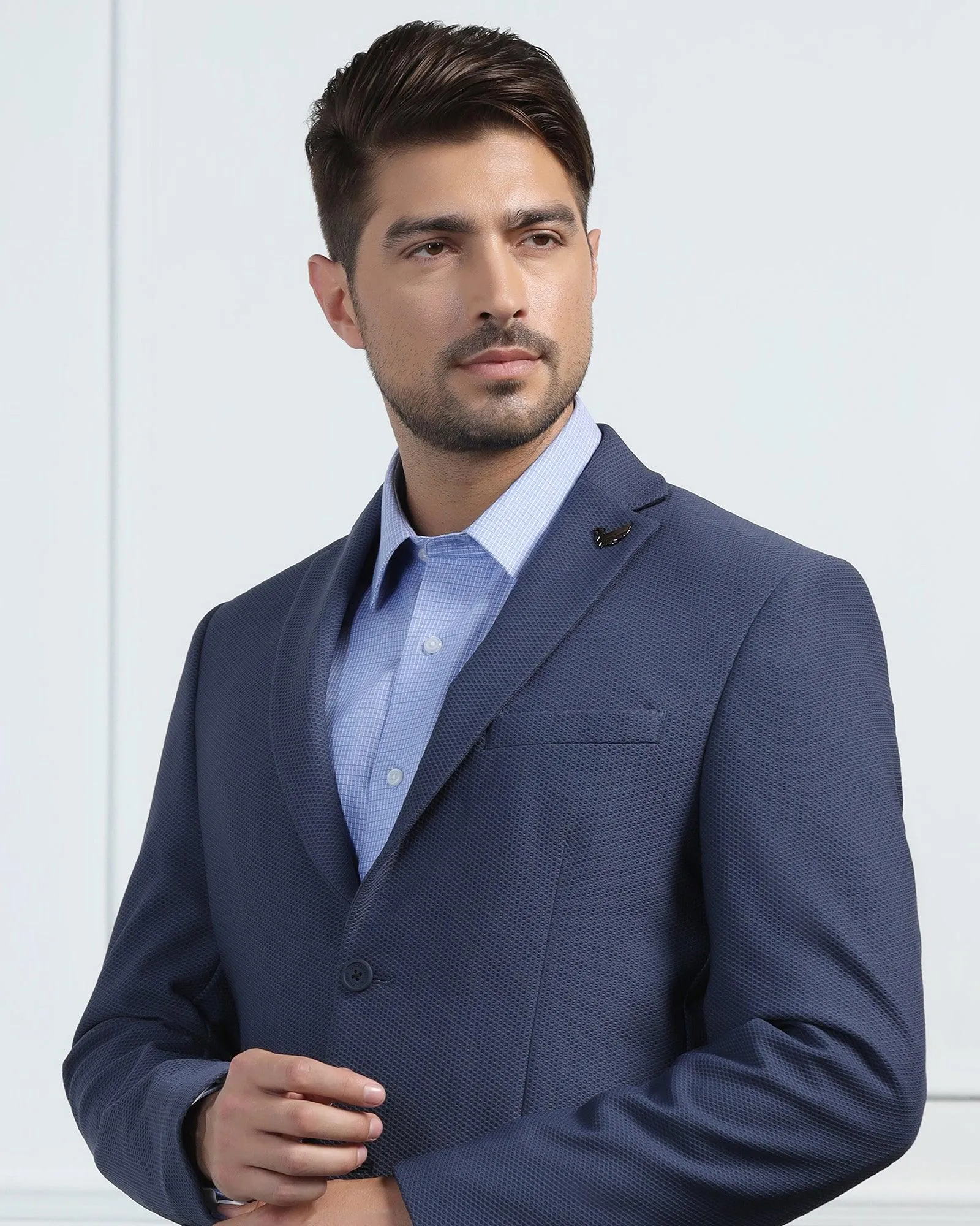 TechPro Formal Blue Textured Blazer - Renault