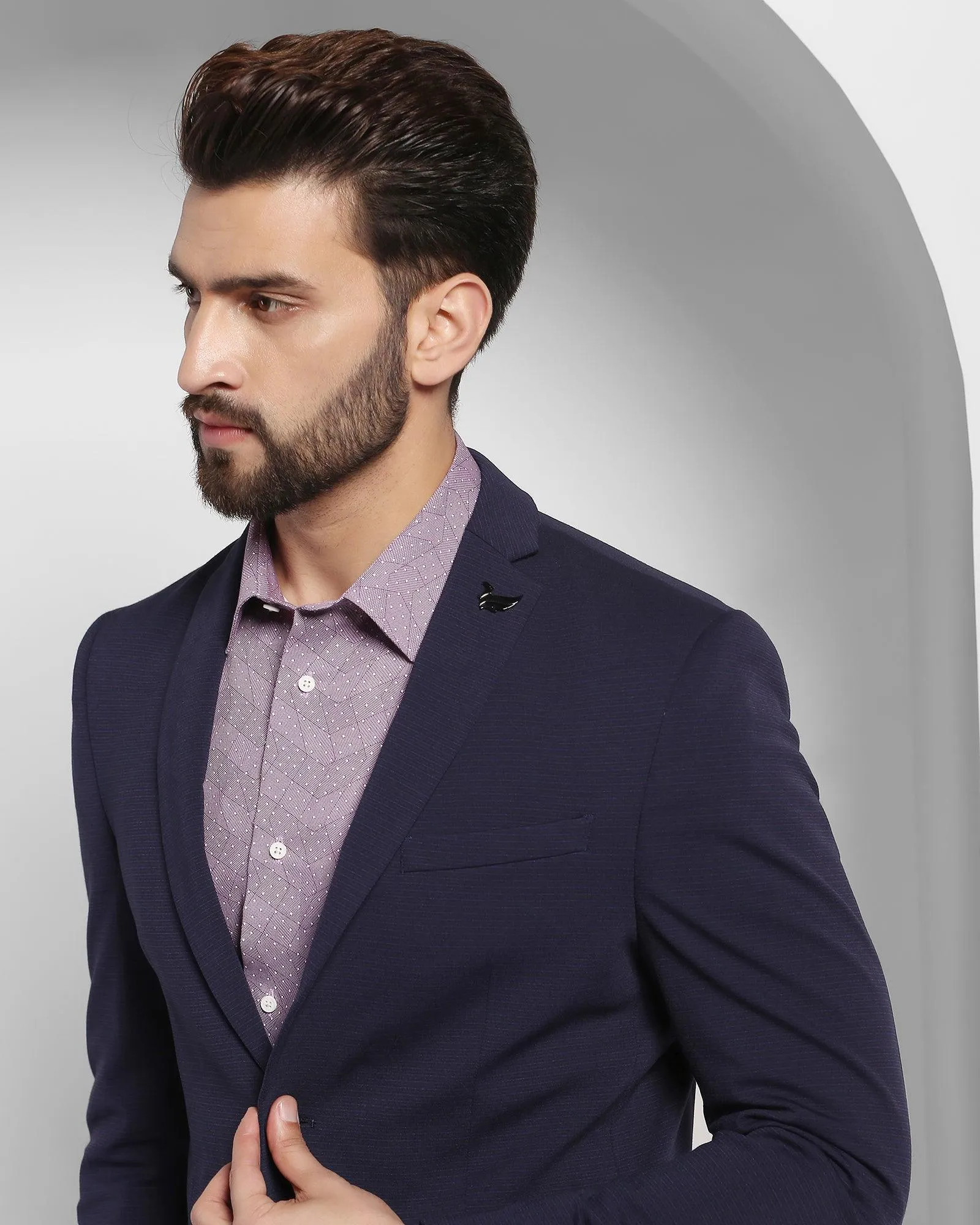 TechPro Formal Navy Striped Blazer - Tanner