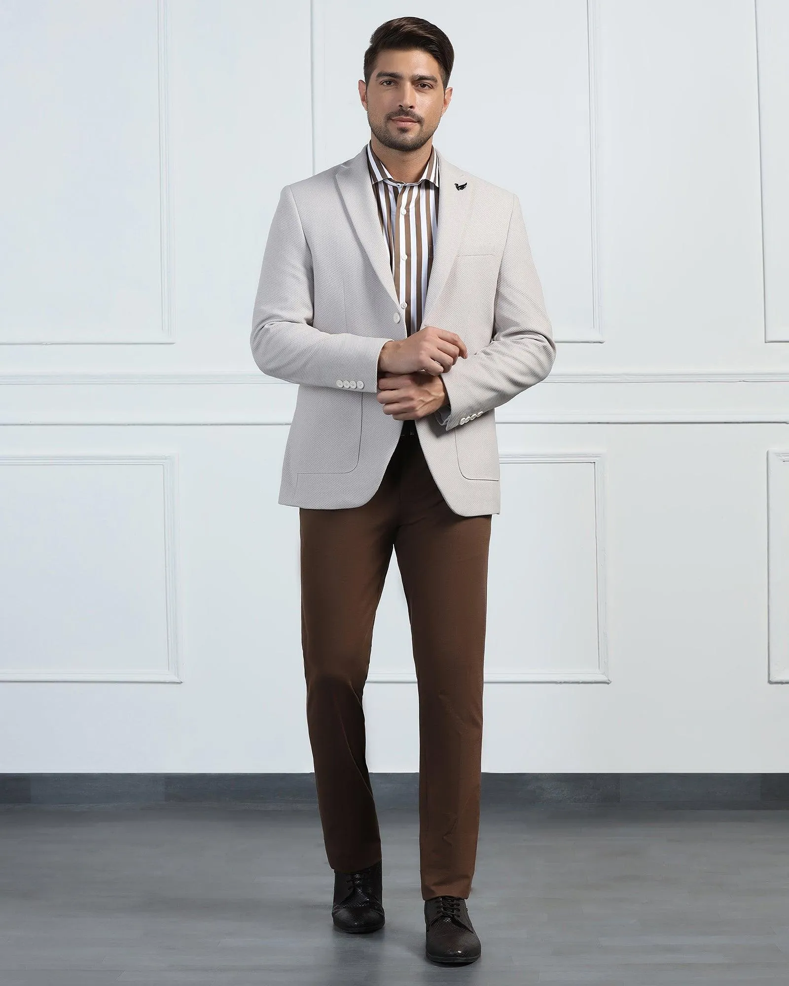 TechPro Formal Off White Textured Blazer - Renault