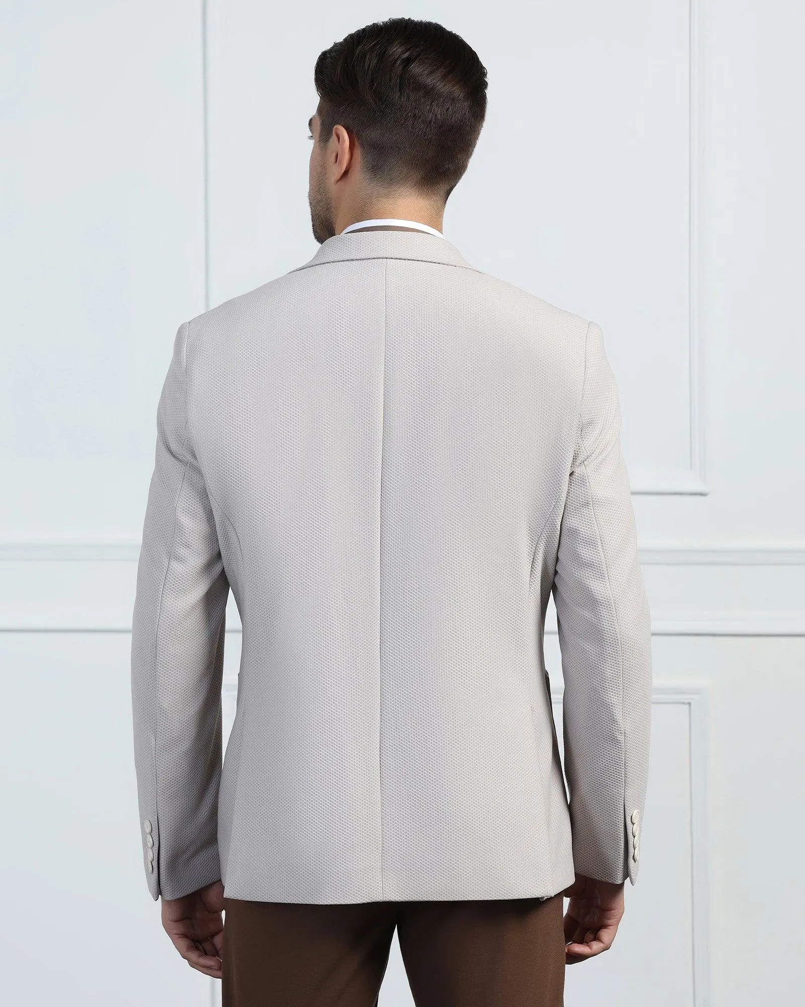 TechPro Formal Off White Textured Blazer - Renault