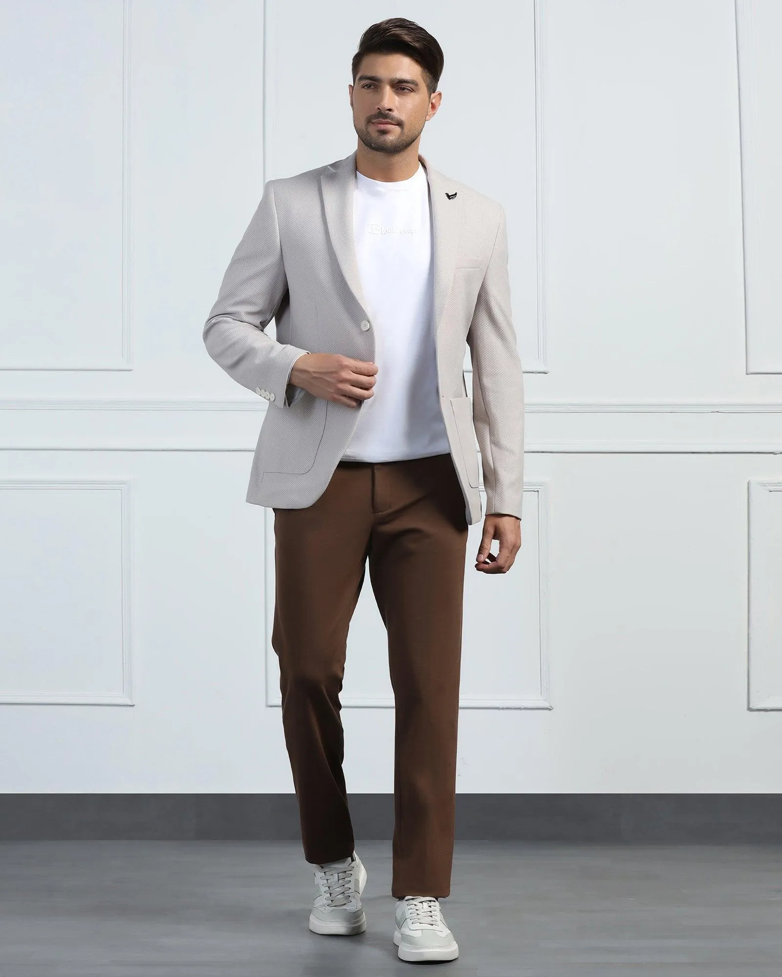 TechPro Formal Off White Textured Blazer - Renault