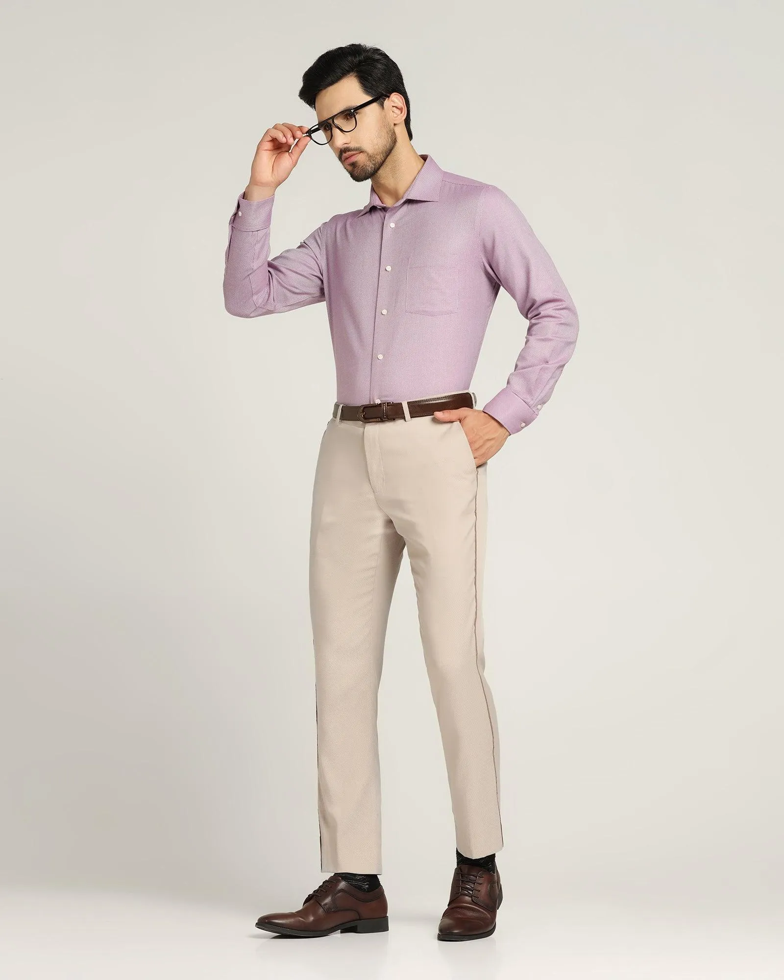 Temp Tech Formal Lilac Textured Shirt - Lavini