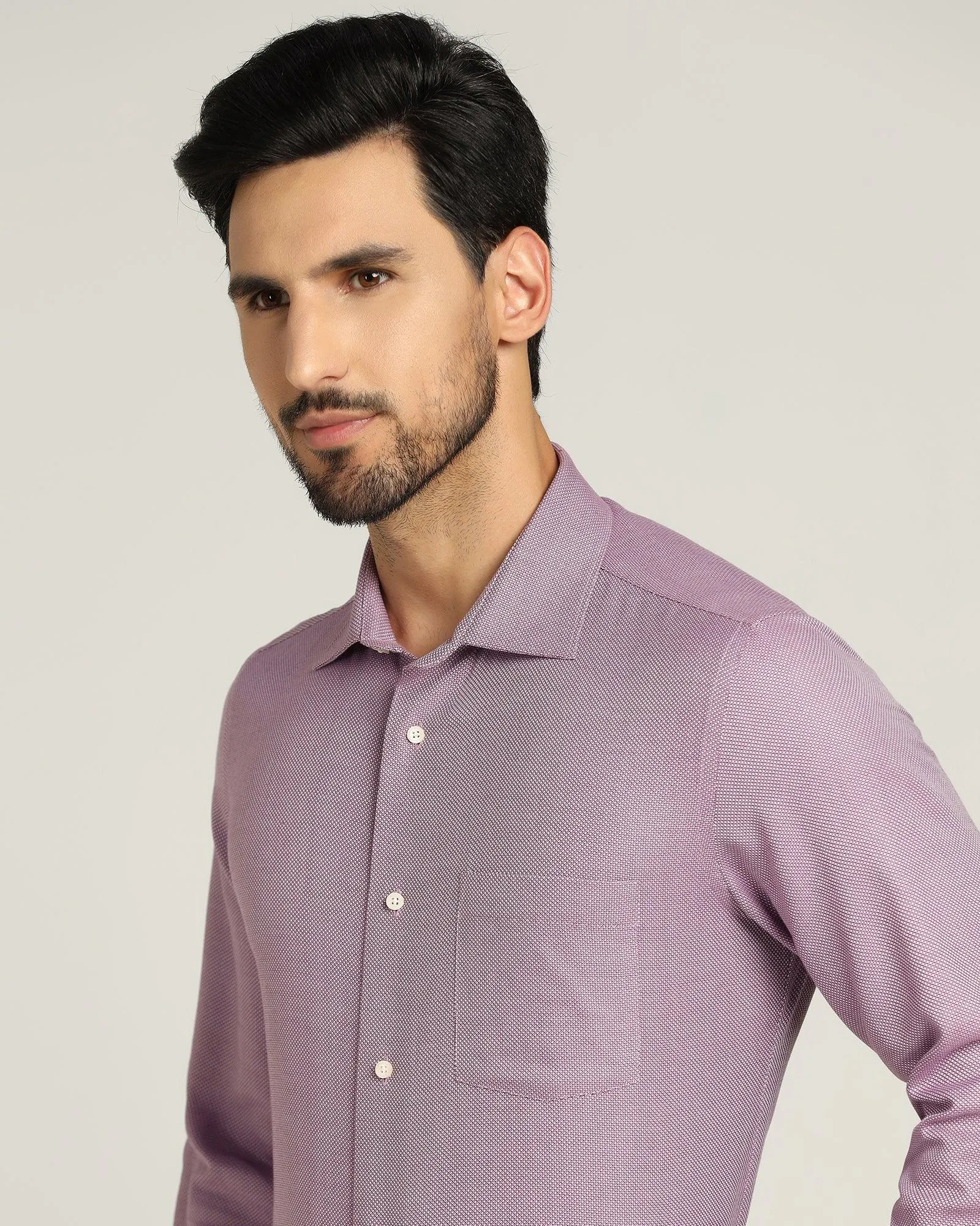 Temp Tech Formal Lilac Textured Shirt - Lavini