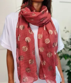 Terracotta Rose Gold Spot Print Scarf