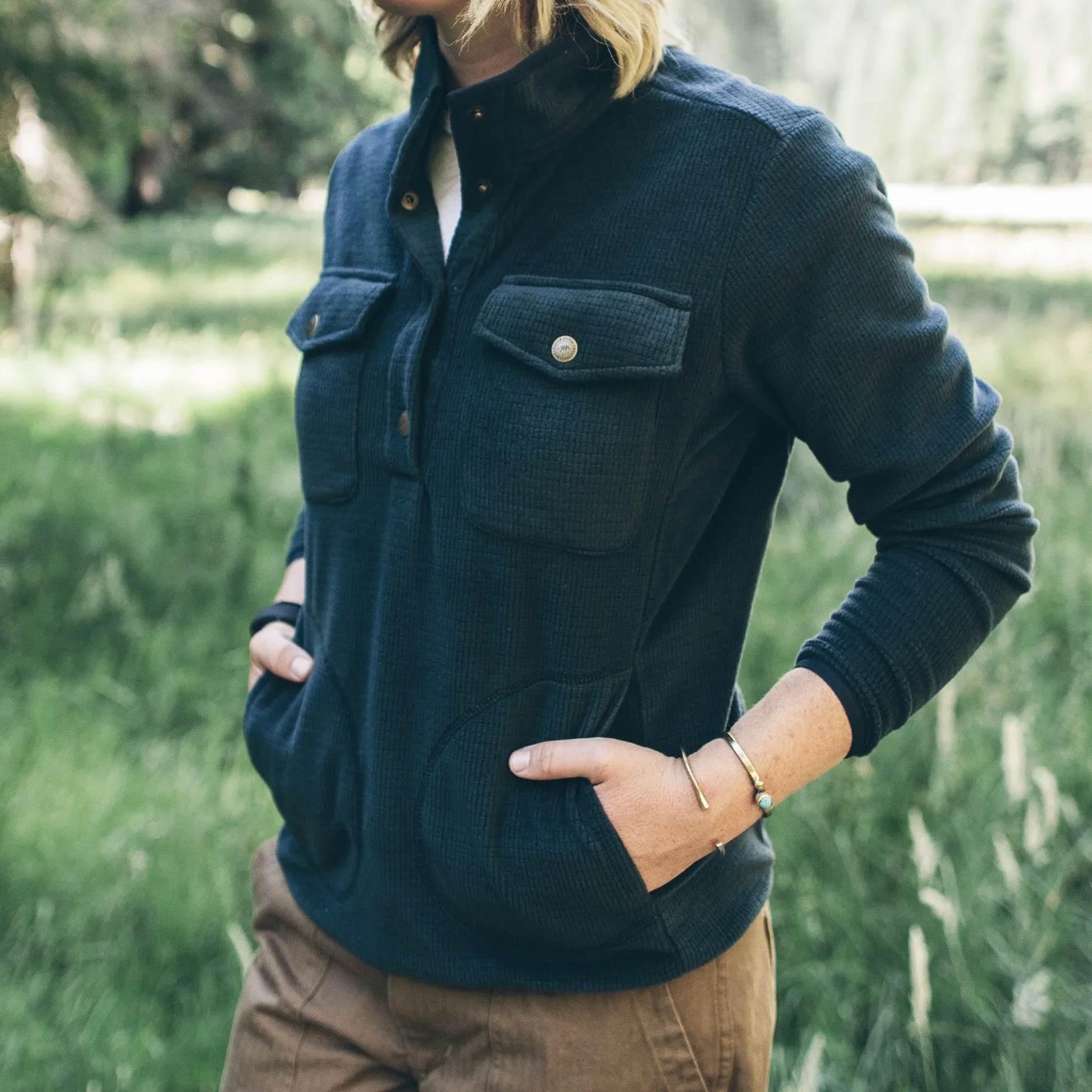 The Pack Pullover in Midnight Polartec Fleece