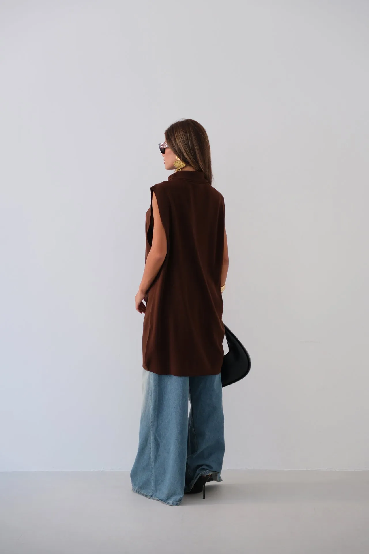 Turtleneck Sleeveless Knit Poncho