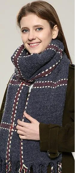 VIGROCK C22 Knit Wool Long Scarf for Women