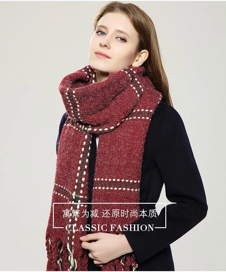 VIGROCK C22 Knit Wool Long Scarf for Women