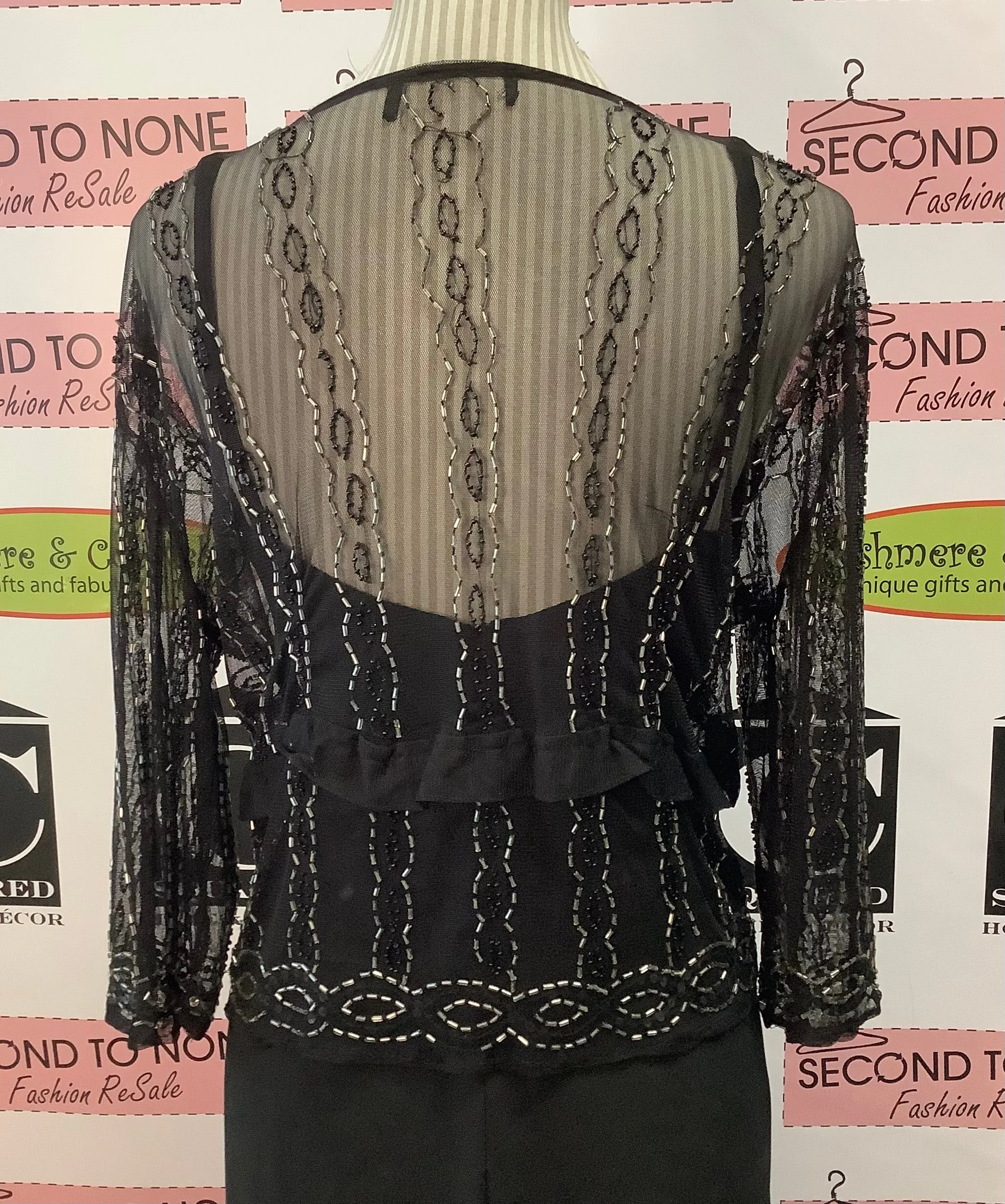 Vintage Mesh Tie-Front Bolero (Size L)