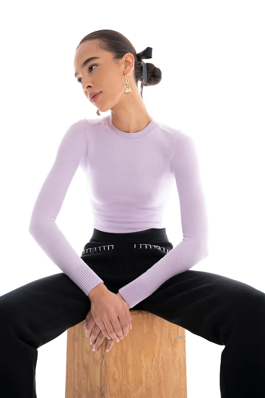 Violet Peachskin Long Sleeve Crew Neck