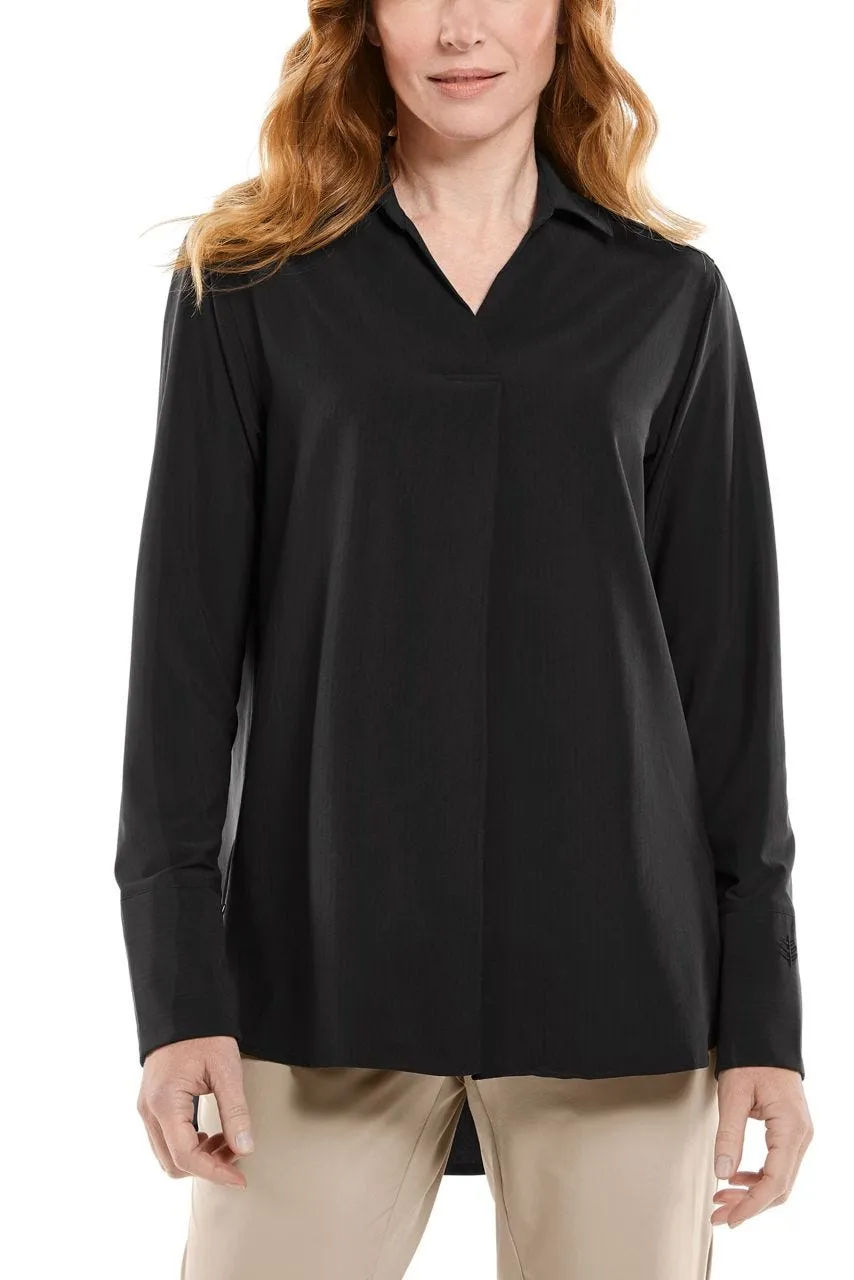 Women's Palmaria Travel Tunic Top | Black Shadow Stripe