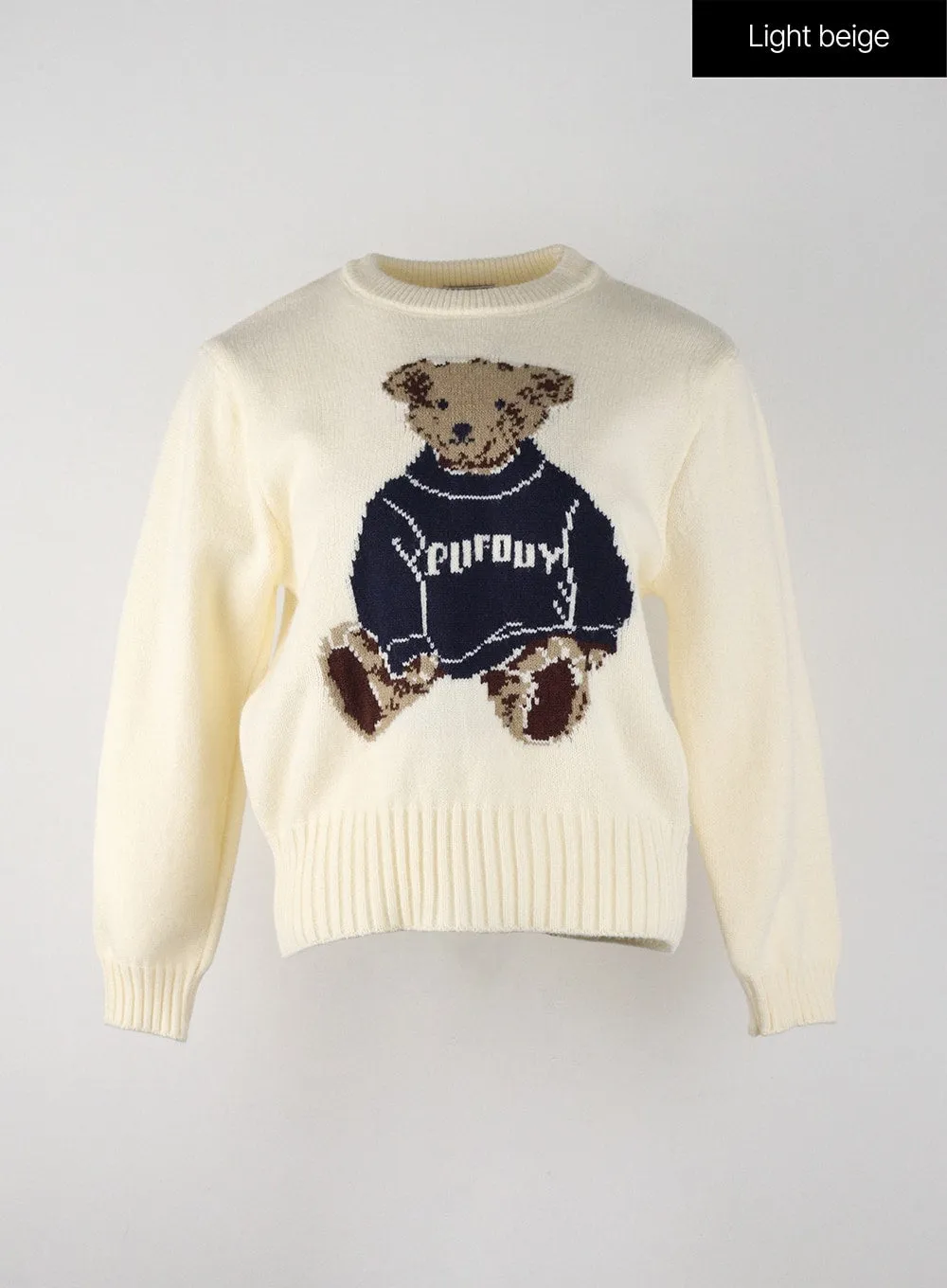 Wool Blend Bear Knit Sweater IJ402