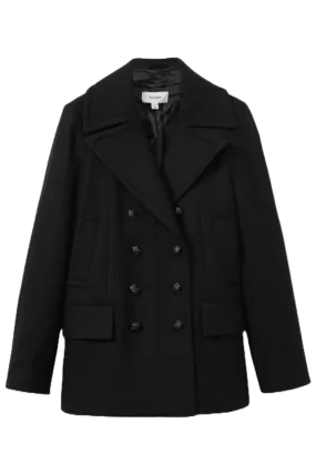 Wool Blend Double Breasted Pea Coat