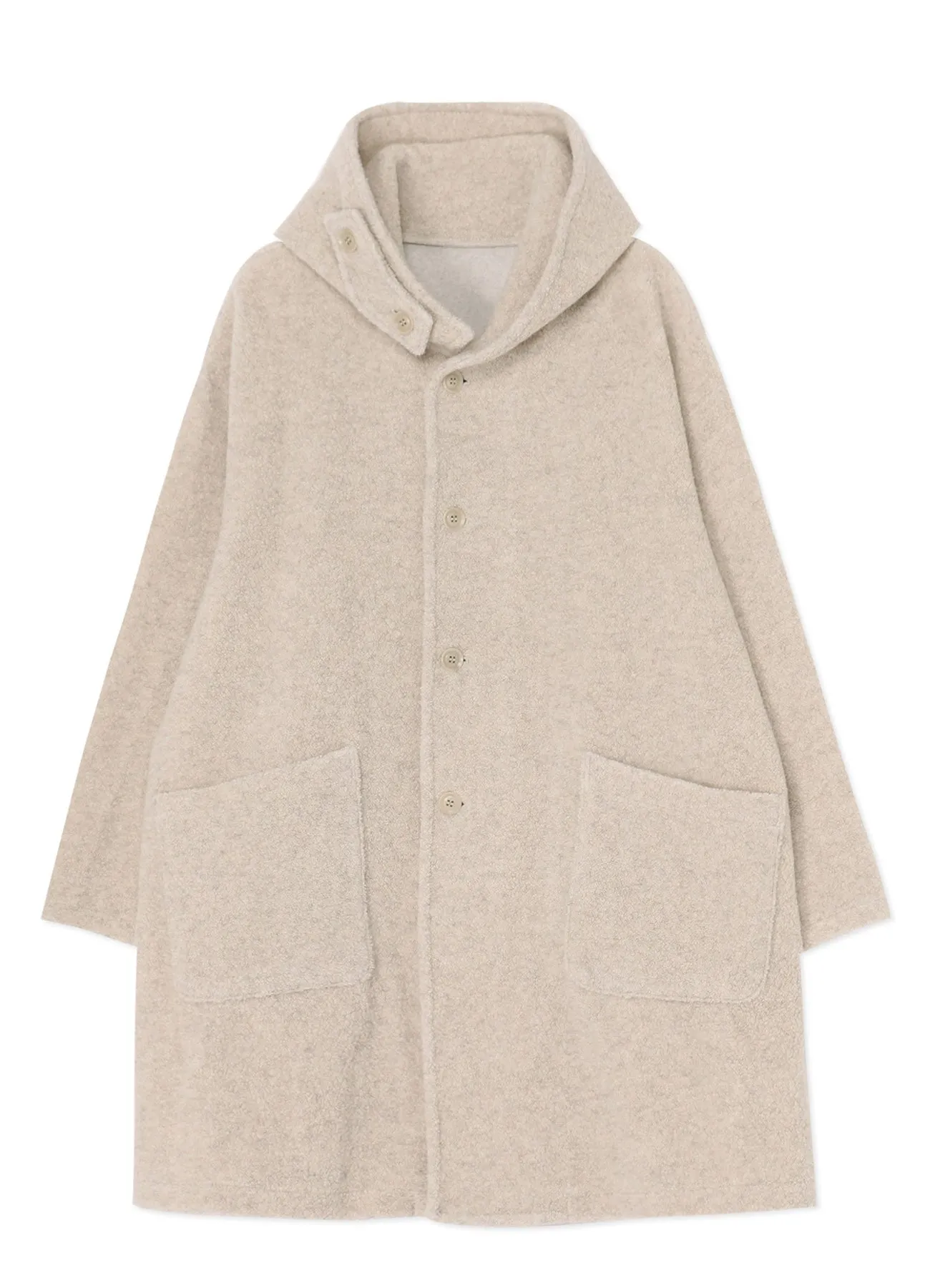 WOOL BREND PILE HOODED COAT