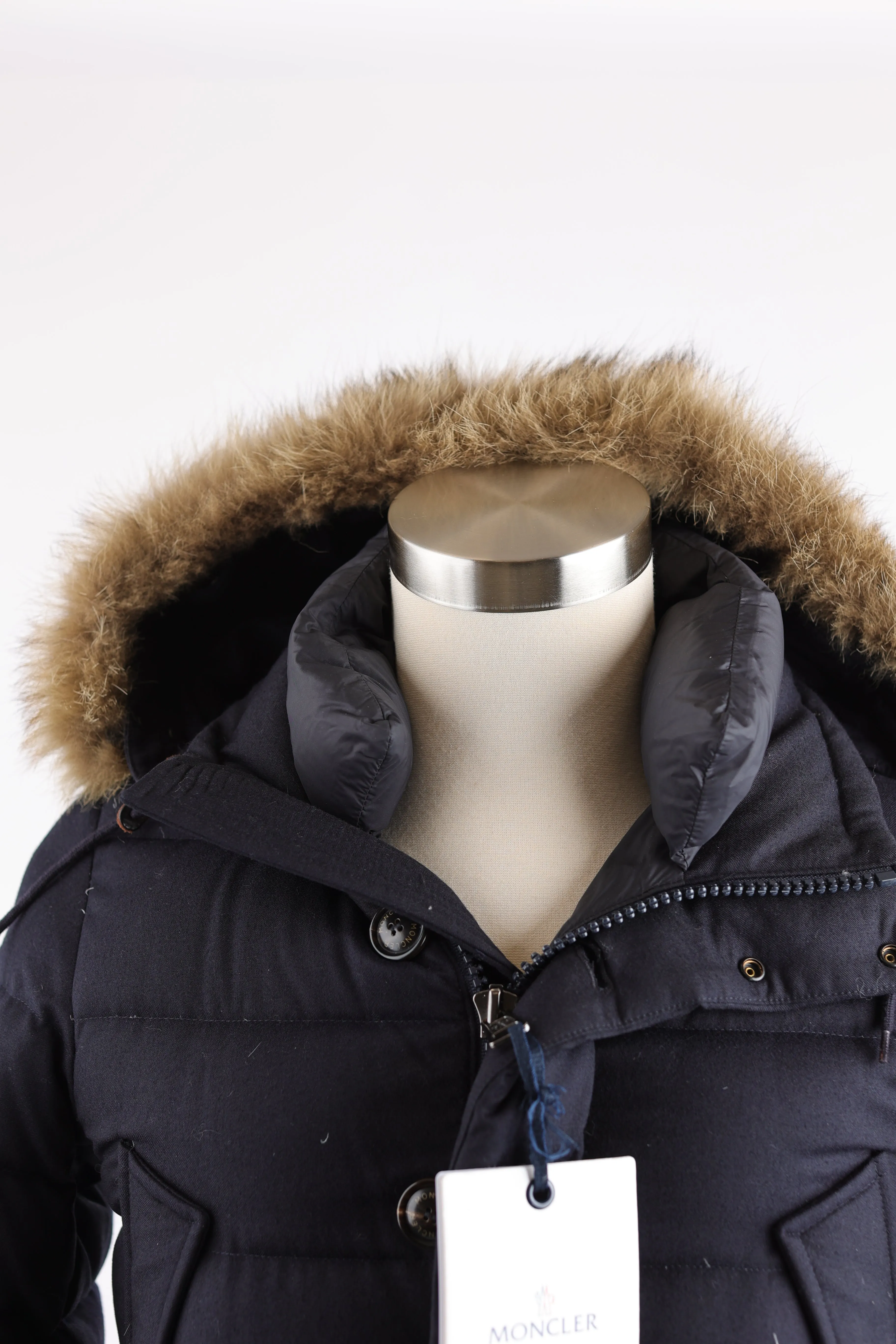 Wool Puffer Jacket W/ Fur Hood